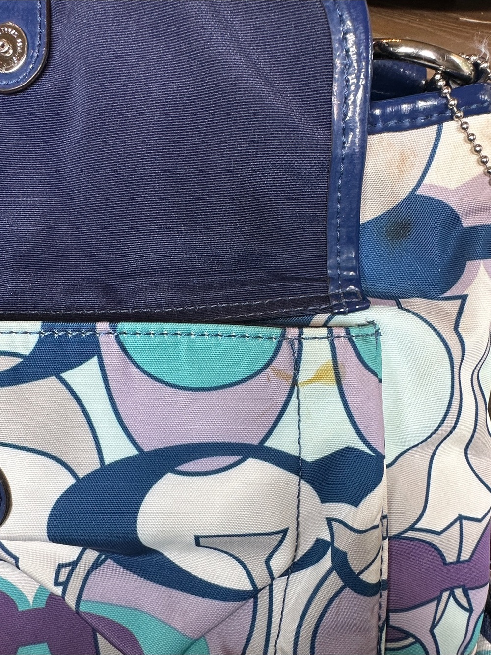 Coach Geometric Print Crossbody in Teal, Purple & Navy - Picture 11 of 11